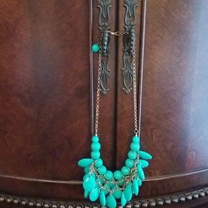Turquoise gold statement necklace beads